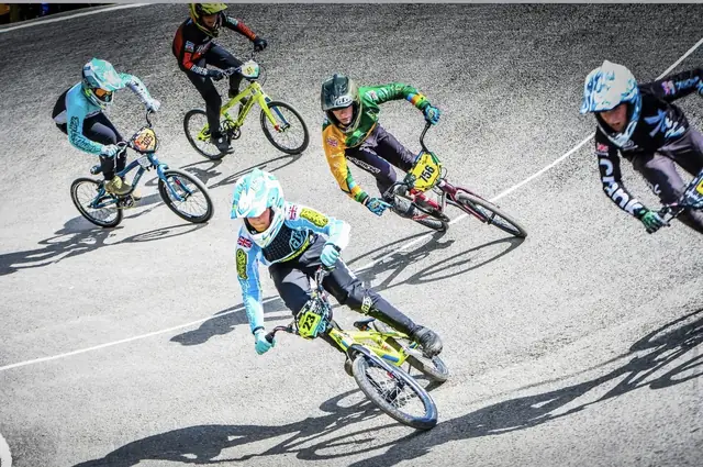 Pack racing through the berm